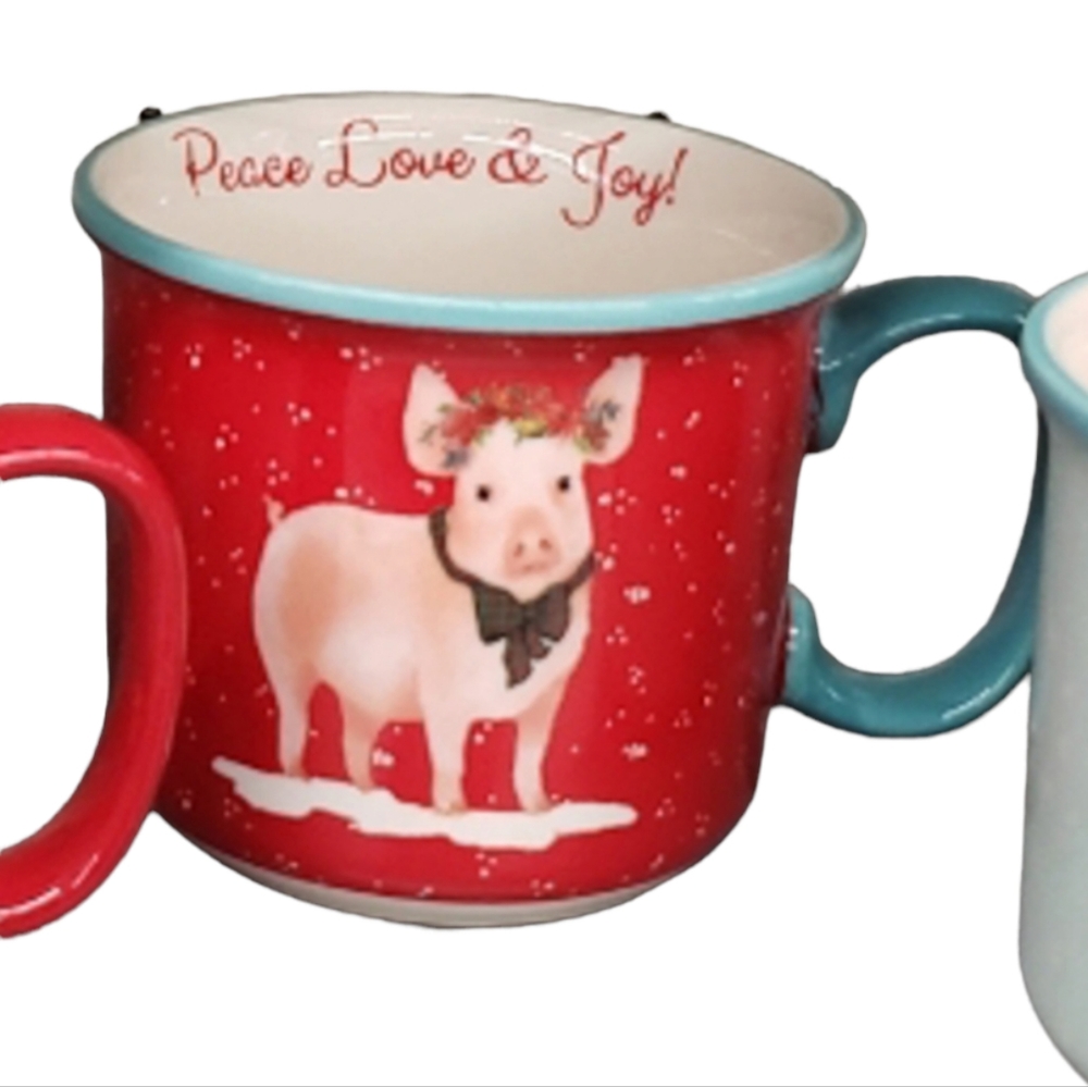 Pioneer woman novelty icon Christmas pig mug